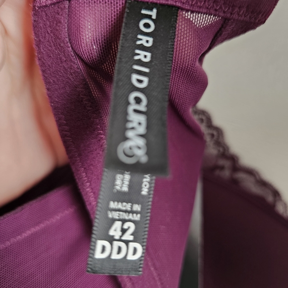 Torrid Curve Push Up Plunge Womens Purple Lace Full Coverage Underwire Crossback - Picture 7 of 8